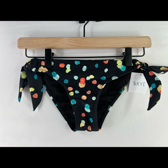 SKYE WOMENS GRANADA TIE SIDE POLKA DOT SWIM BIKINI BOTTOMS - Picture 1 of 8